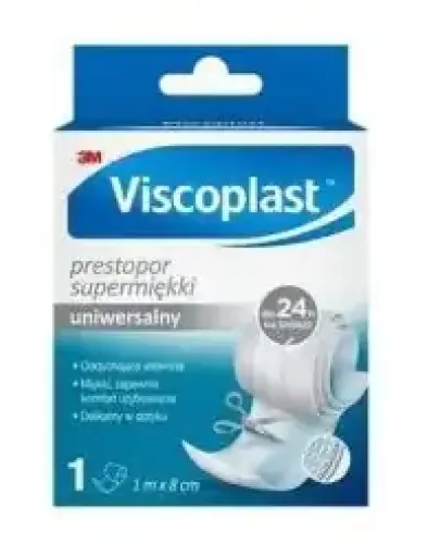 Viscoplast Prestopor Supermiękki,  1 m x 6 cm - Delikatny, dopasowujący się do ruchów ciała plaster z możliwością przycięcia