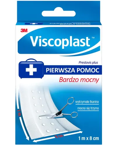 Viscoplast Prestovis Plus Bardzo mocny, 1 m x 8 cm - Przepuszczający powietrze, trwały plaster z możliwością przycięcia do pożądanego rozmiaru