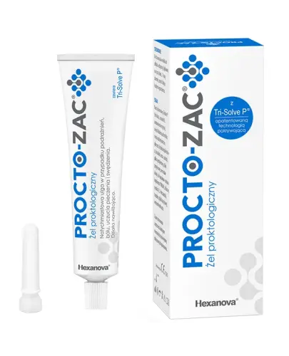 Procto-zac żel proktologiczny, 30 ml - Żel z kwasem hialuronowym i olejkiem z drzewa herbacianego, łagodzi ból, pieczenie i świąd śluzówki odbytnicy i odbytu