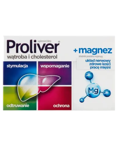 Proliver + Magnez, 30 tabletek - Z choliną i magnezem, wspomaga funkcje wątroby oraz zmniejsza uczucie zmęczenia