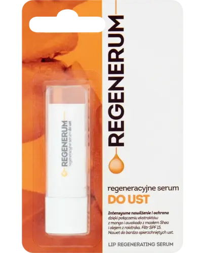 Regenerum Regeneracyjne serum do ust, SPF 15, 5 g - Regeneruje, koi i chroni przed szkodliwym działaniem czynników zewnętrznych