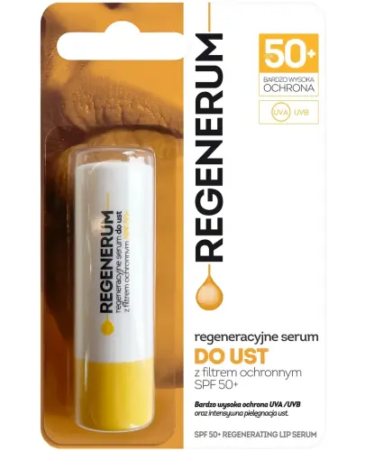 Regenerum, Regeneracyjne serum do ust, SPF 50+, 5 g - Regeneruje, koi i zapewnia wysoką ochronę przed działaniem słońca