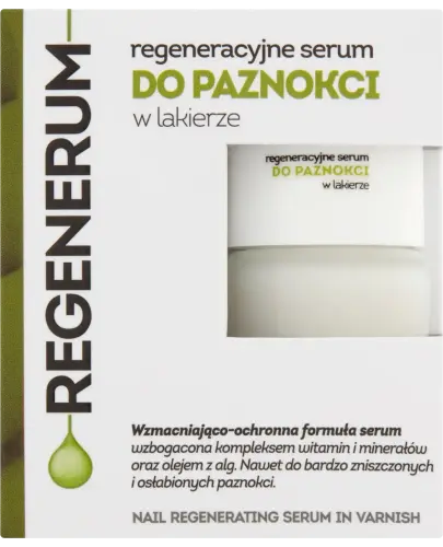 Regenerum, regeneracyjne serum do paznokci w lakierze,  8 ml - Wzmacnia i odbudowuje płytkę paznokcia, zwiększając jej odporność na uszkodzenia.