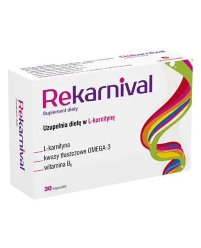 Rekarnival, 30 kapsułek - Suplement diety zawierający L-karnitynę, kwasy omega-3, witaminę B6, które wspierają układ nerwowy