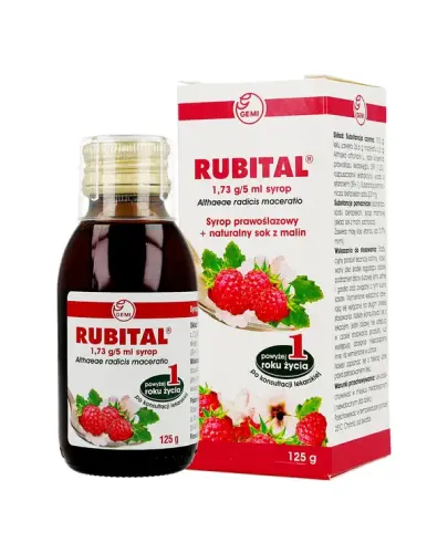 Rubital syrop, 125 g - Który łagodzi objawy podrażnień błony śluzowej jamy ustnej i gardła