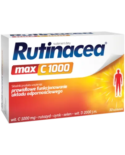 Rutinacea Max C 1000, 30 tabletek - Suplement diety z rutyną, cynkiem i dużą dawką witaminy C