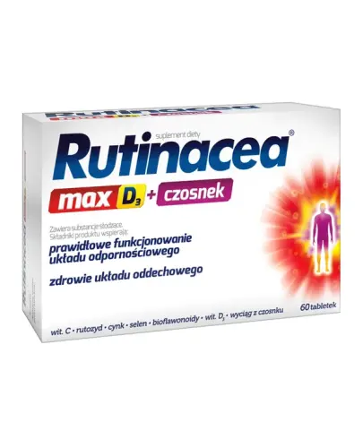 Rutinacea Max D3 + czosnek, 60 tabletek - Wsparcie odporności osób dorosłych