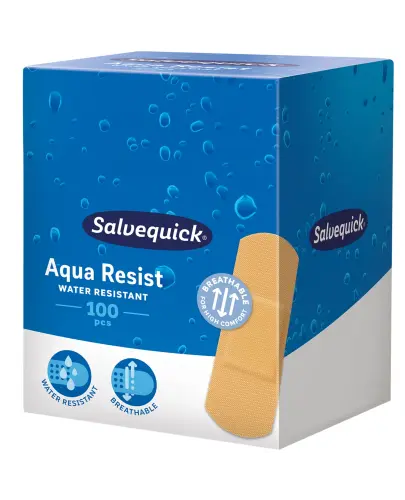 Salvequick Aqua Resist M, plastry wodoodporne, 100 sztuk - Elastyczne, oddychające i hipoalergiczne