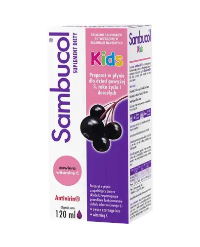 Sambucol Kids, płyn, 120 ml - Z ekstraktem z owoców czarnego bzu i witaminą C