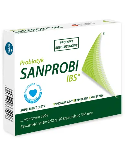 Sanprobi IBS kapsułki, 20 sztuk - Suplement diety z szczepem bakterii probiotycznych Lactobacillus plantarum 299v