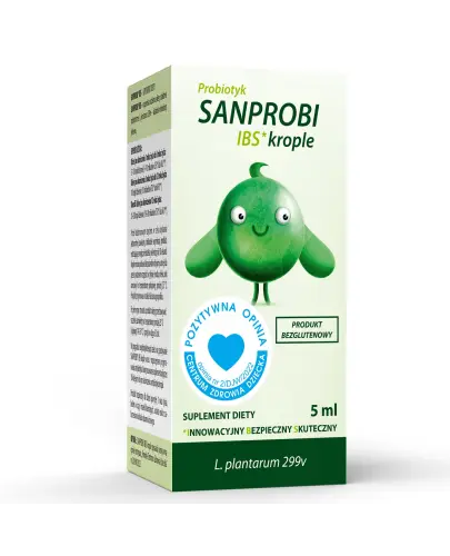 Sanprobi IBS, krople 5 ml  - Probiotyk ze szczepem Lactobacillus plantarum 299v dla dzieci powyżej 1. roku życia