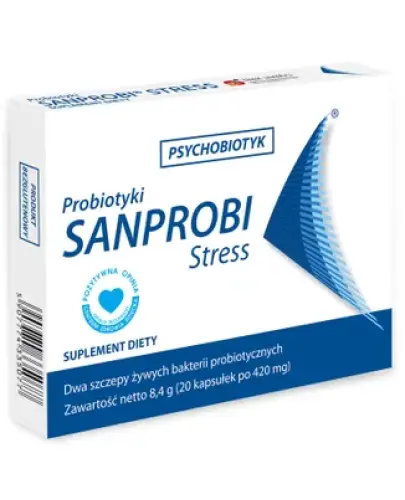 Sanprobi Stress, 20 kapsułek - Suplement diety z dwoma szczepami bakterii probiotycznych.