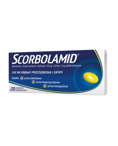 Scorbolamid, 20 tabletek - Acidum ascorbicum + Rutosidum trihydricum + Salicylamidum 100 mg + 5 mg + 300 mg