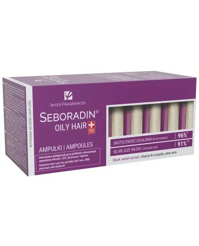 Seboradin Oily Hair Ampułki do włosów przetłuszczających się i skłonnych do wypadania, 14 x 5,5 ml  - Ampułki z kompleksem witamin z grupy B i ekstraktami roślinnymi