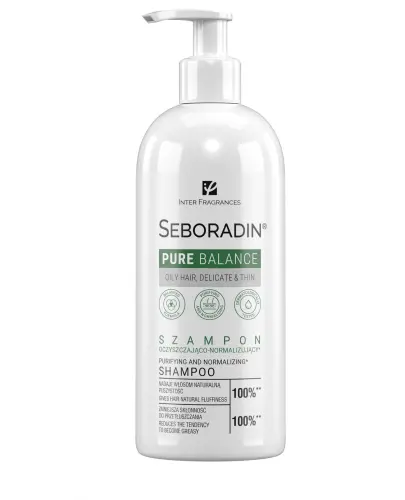 Seboradin Pure Balance Szampon, 400 ml - Oczyszczająco – normalizujący do skóry głowy i włosów skłonnych do przetłuszczania