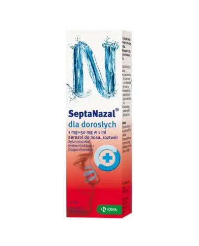 Septanazal dla dorosłych, 10 ml - Xylometazolini hydrochloridum + Dexpanthenolum (1 mg + 50 mg)/ml, aerozol do nosa, roztwór