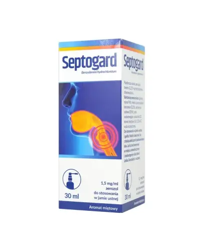 Septogard, 30 ml - Benzydamini hydrochloridum 1,5 mg/ml, aerozol do stosowania w jamie ustnej