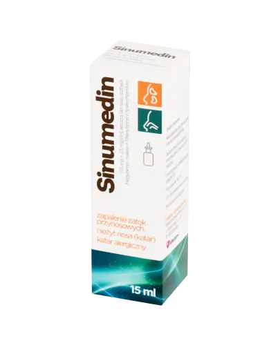 Sinumedin, 15 ml - Sinumedin, (1,5 mg + 2,5 mg)/ml, aerozol do nosa, roztwór