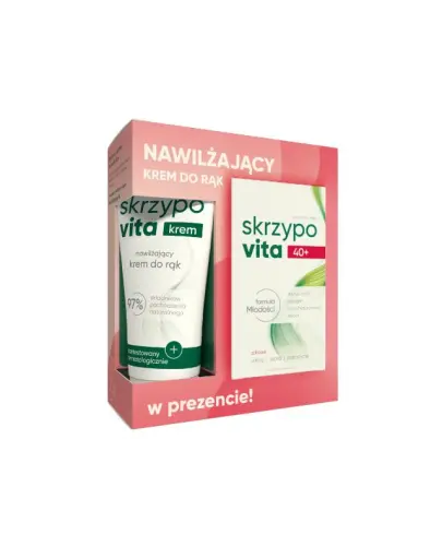 Skrzypovita 40+, 42 tabletki + Skrzypovita Nawilżający krem do rąk, 50 ml - Lśniące i gęste włosy, jędrna i nawilżona skóra, mocne paznokcie