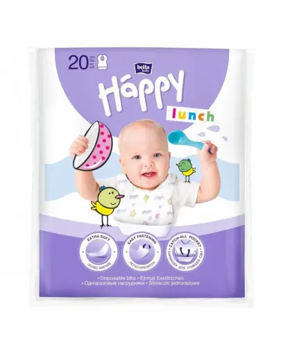 Bella Baby Happy lunch Śliniaczki jednorazowe, 20 sztuk - Chronią dziecięce ubranko podczas rozszerzania diety