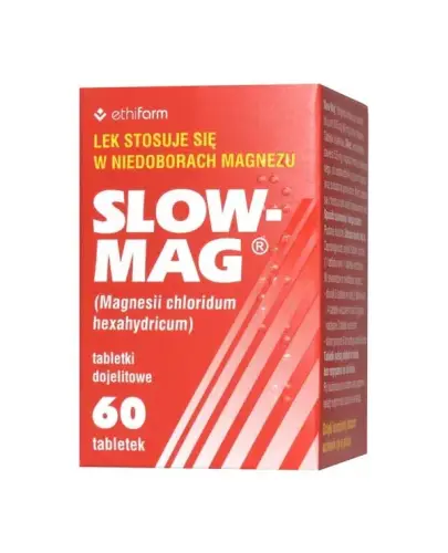 Slow-Mag,  60 tabletek  - Slow-Mag, 535 mg (64 mg jonów magnezu), tabletki dojelitowe