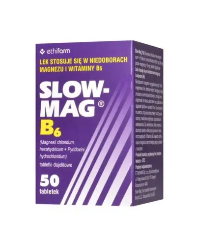 Slow-Mag B6, 50 tabletek  - Niedobory magnezu i witaminy B6