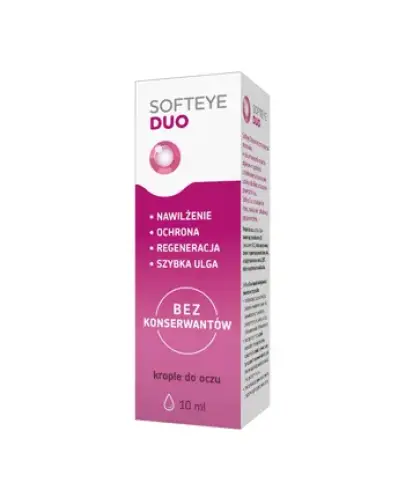 Softeye Duo krople, 10 ml - Do stosowania w zespole suchego oka i/lub podrażnieniu powierzchni oka