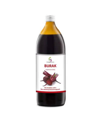 Symbiotics Sok z Buraka, 1000 ml - Suplement diety wyprodukowany z soku 100% z bulw buraków ćwikłowych z dodatkiem witaminy C