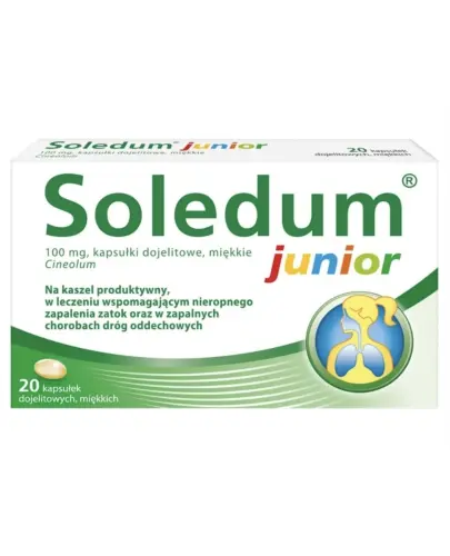 Soledum Junior 100 mg kapsułki, 20 sztuk - Które łagodzą stany zapalne w drogach oddechowych