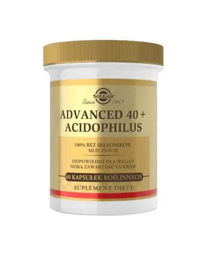 Solgar Advanced 40+ Acidophilus, 60 kapsułek - Suplement diety w roślinnych kapsułkach