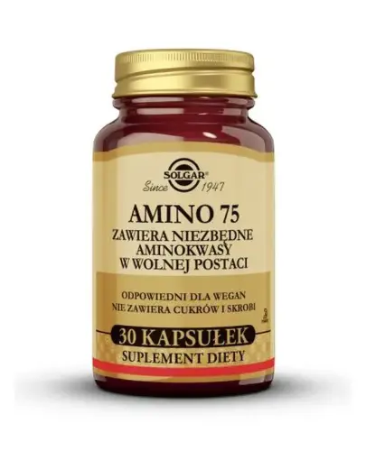 Solgar Amino 75, 30 kapsułek - Suplementacja diety w aminokwasy w wolnej postaci