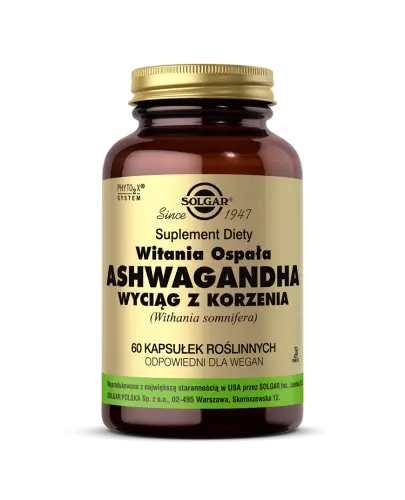 Solgar Ashwagandha wyciąg z korzenia, 60 kapsułek - Wyciąg z korzenia witanii ospałej