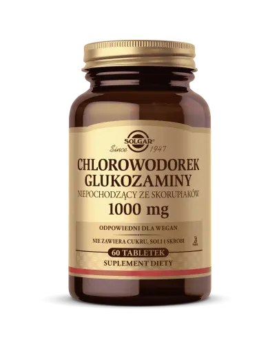 Solgar Chlorowodorek glukozaminy 1000 mg, 60 tabletek - Tabletki z niepochodzącą ze skorupiaków glukozaminą