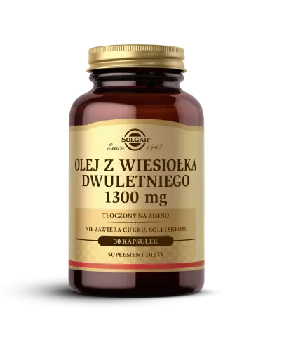 Solgar Olej z wiesiołka dwuletniego 1300 mg, 30 kapsułek - Miękkie kapsułki zawierające tłoczony na zimno olej z wiesiołka