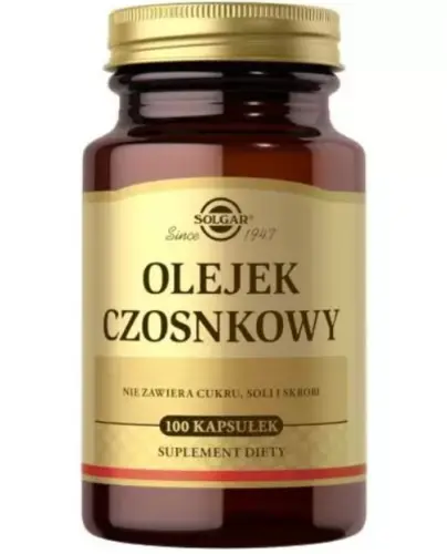 Solgar Olejek Czosnkowy, 100 kapsułek - 1 kapsułka zawiera 1 mg skoncentrowanego oleju z czosnku