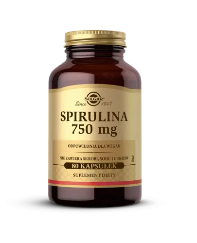 Solgar Spirulina 750 mg, 80 kapsułek - Kapsułki dla osób dorosłych, w tym dla wegan