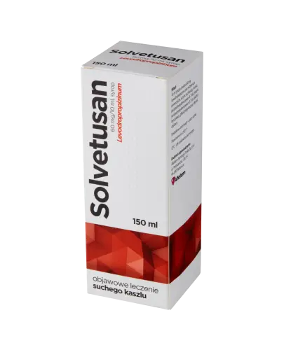 Solvetusan syrop, 150 ml - 10 ml syropu zawiera 60 mg lewodropropizyny (Levodropropizinum)