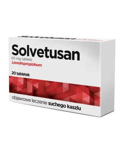 Solvetusan 60 mg, 20 tabletek - Każda tabletka zawiera 60 mg lewodropropizyny (Levodropropizinum)