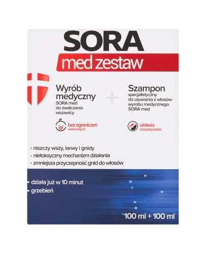 Sora Med Zestaw do zwalczania wszawicy, 100 ml + 100 ml - Nietoksyczny mechanizm działania