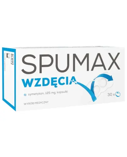 Spumax Wzdęcia 125mg, 30 kapsułek - Łagodzi objawy związane z gromadzeniem gazów w jelitach, preparat na wzdęcia