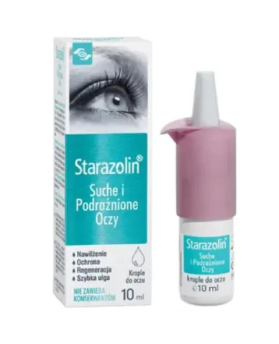 Starazolin Suche i Podrażnione Oczy, krople do oczu, 10 ml - Krople bez konserwantów z dekspantenolem i kwasem hialuronowym