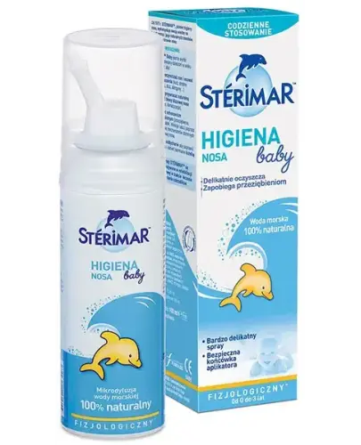 Sterimar Baby Higiena Nosa, aerozol, 100 ml - Woda morska nawilża śluzówkę nosa i usuwa zanieczyszczenia