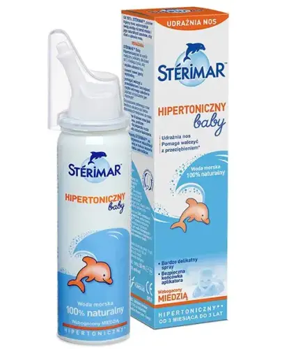 Sterimar Baby Hipertoniczny, spray dla dzieci od 3 miesiąca, 50 ml - Woda morska z miedzią, usuwa  gęstą wydzielinę, udrażniania nos