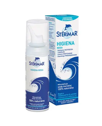 Sterimar Higiena Nosa, woda morska, spray, 100 ml - Fizjologiczny roztwór, nawilża śluzówkę nosa i usuwa zanieczyszczenia