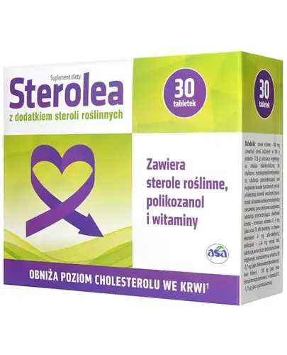 Sterolea, 30 tabletek - Preparat zawiera sterole roślinne, które pomagają obniżyć poziom cholesterolu