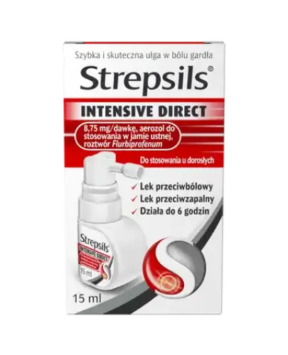 Strepsils Intensive Direct aerozol do gardła, 15 ml - Który łagodzi objawy stanu zapalnego gardła