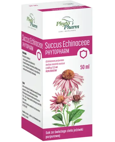 Succus Echinaceae płyn doustny, 50 ml - Płyn doustny stymuluje niespecyficznie odpowiedź układu  mmunologicznego organizmu i podnosi odporność na infekcje bakteryjne i wirusowe.