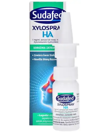 Sudafed XyloSpray HA 1 mg/ml, aerozol do nosa, 10 ml  - Zmniejsza obrzęk błony śluzowej nosa