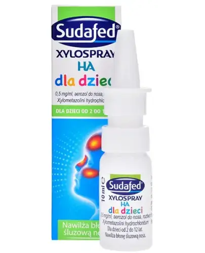 Sudafed XyloSpray HA dla dzieci 0,5 mg/ml, aerozol do nosa, 10 ml  - Zmniejsza obrzęk błony śluzowej nosa 