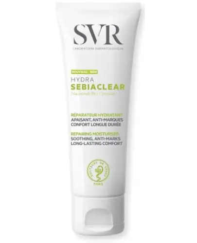 SVR Sebiaclear Creme Hydra Nawilżający krem o działaniu regenerującym, 40 ml - Pielęgnacja zapewniająca komfort i nawilżenie, równocześnie redukująca niedoskonałości skóry oraz zmniejszająca ślady po stanach zapalnych